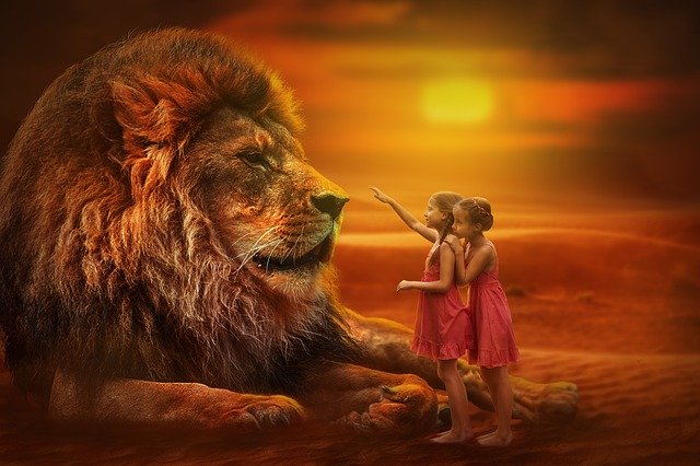leijona ja lapset
